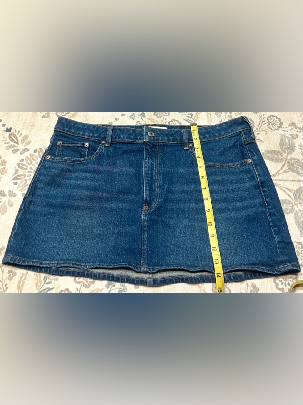Abercrombie & Fitch Curve Love Mid Rise Denim Mini Skirt Dark Blue Size 32 - Picture 8 of 10